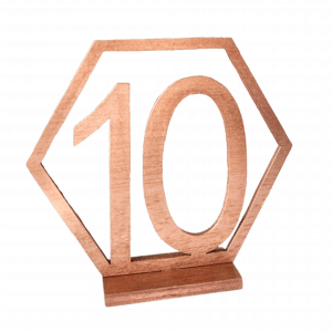 Tischnummer Holz sechseckig Mietartikel