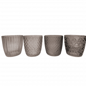 Teelichtgläser 4er-Set Grau Mietartikel
