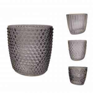 Teelichtglas EINZELN Grau Mietartikel