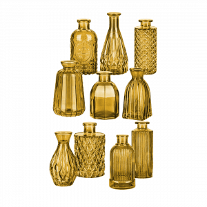 Glasvase Vintage klein Ockergelb Mietartikel