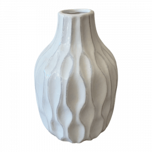 Keramikvase Weiß gewellt Mietartikel