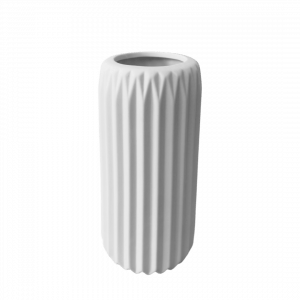 Keramikvase Weiß mittel geriffelt Mietartikel