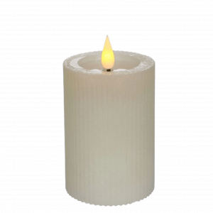Stumpenkerze LED geriffelt Creme Mietartikel