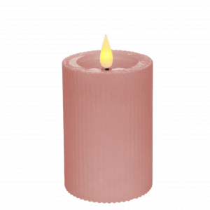 Stumpenkerze LED geriffelt Rosa Mietartikel