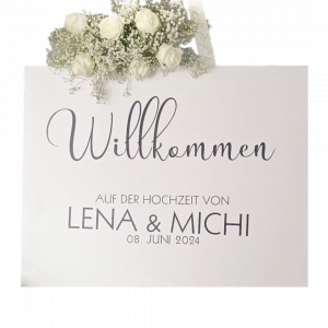 Schild Holz Weiß individuell Mietartikel