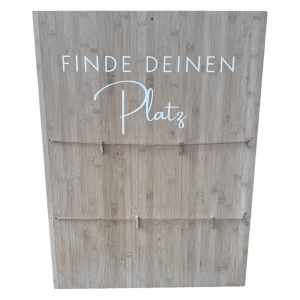 Tischplan "Finde deinen Platz" Schild Holz Mietartikel