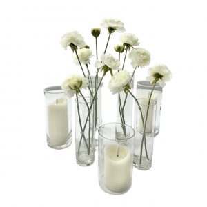 KOMPLETT SET Tischschmuck ‚Clear Glass‘ MIETARTIKEL